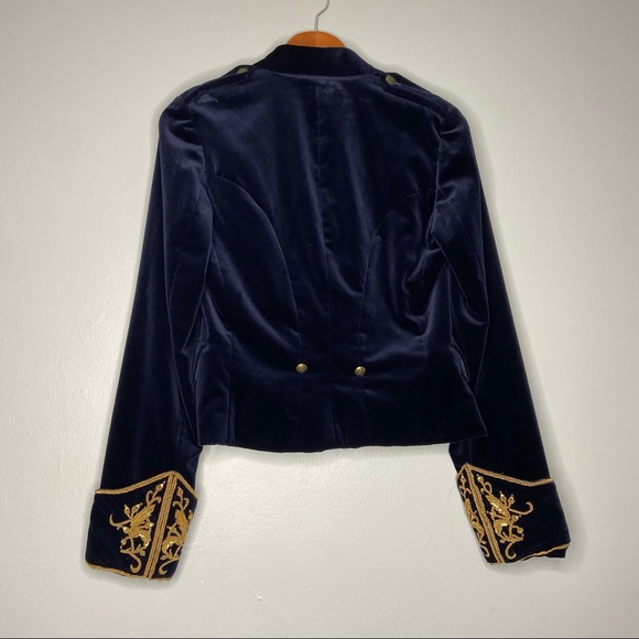 Ralph Lauren Black Label Vintage Navy Blue Velvet Jacket Gold Embroidered C1 - Picture 2 of 12